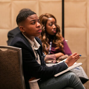 A Veteran EDGE participant listening to a breakout session. 